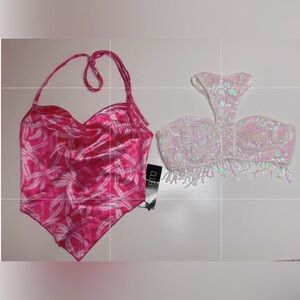 Club Ex/Dolls Kill 2Pc tops;Vegas This Weekend Satin
& Solar Flair Sequin NWT S